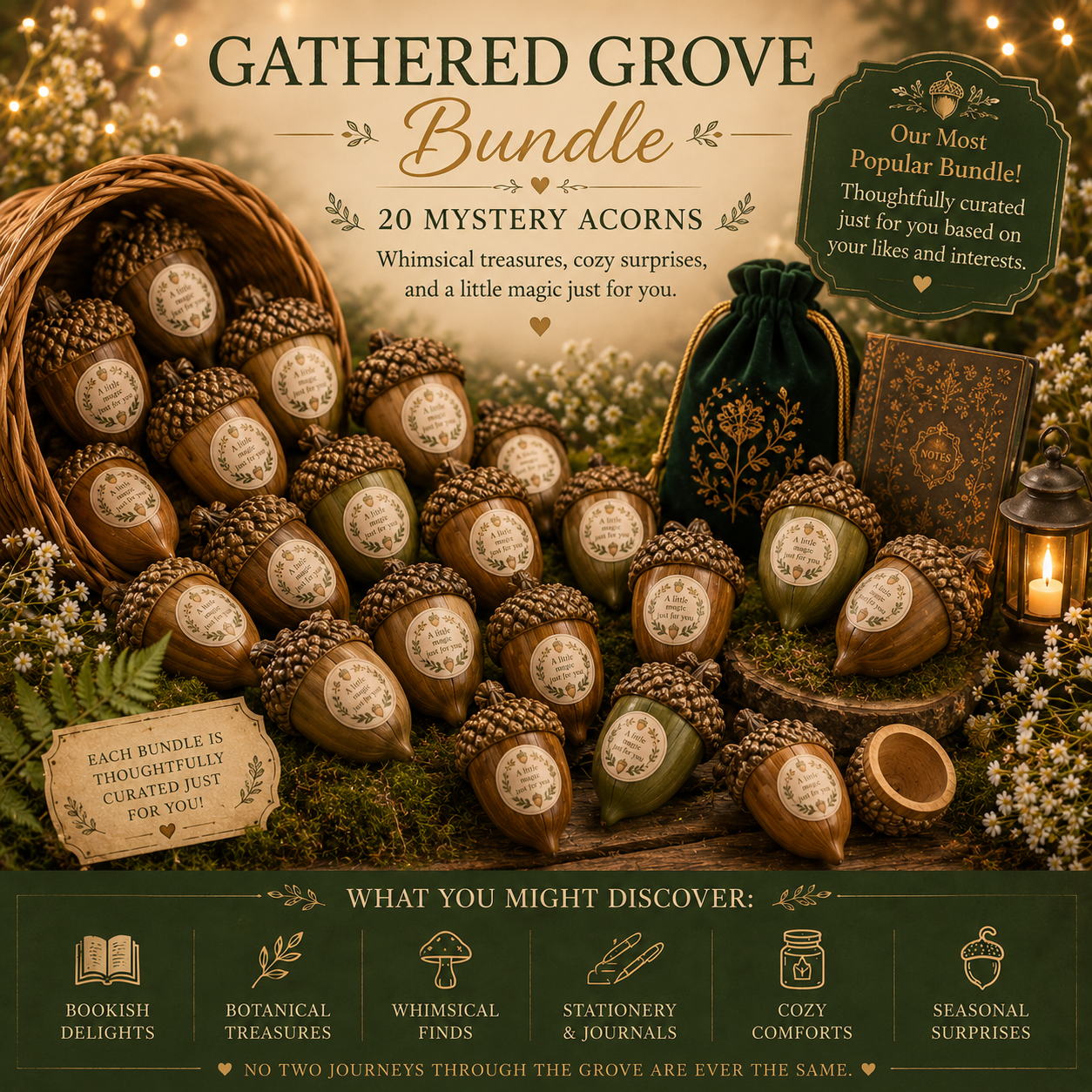 🌿 Gathered Grove Bundle – 20 Mystery Acorns 🌿