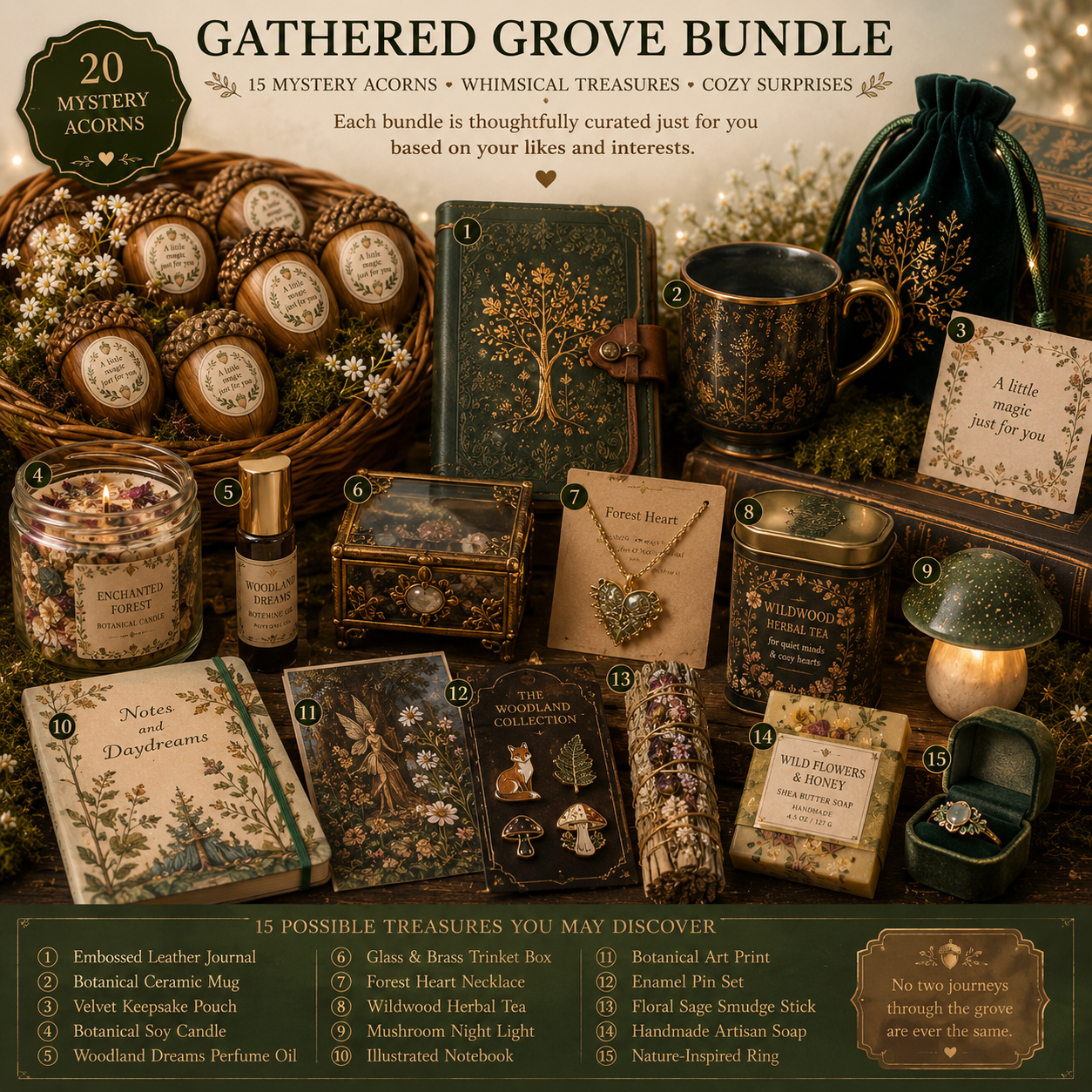 🌿 Gathered Grove Bundle – 20 Mystery Acorns 🌿