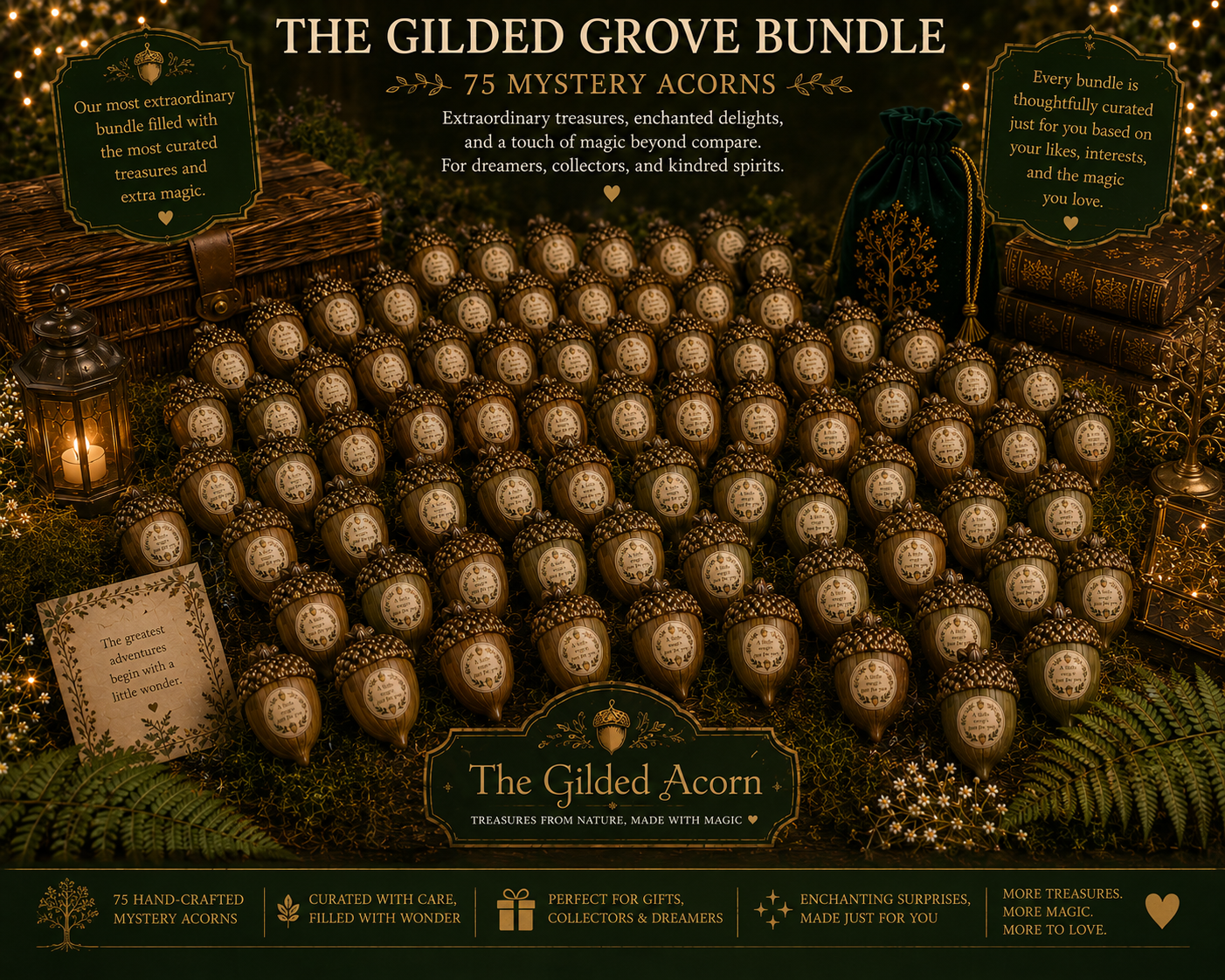 👑 Gilded Grove Bundle – 65 Mystery Acorns 👑
