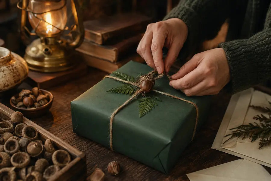A Grove Adventure gift parcel being prepared by hand